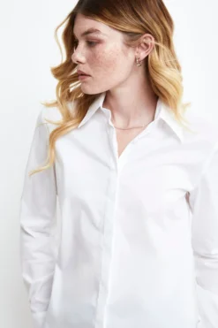 Camicia Sciancrata in Cotone - BIANCO