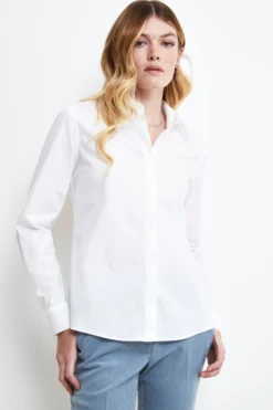 Camicia Sciancrata in Cotone - BIANCO