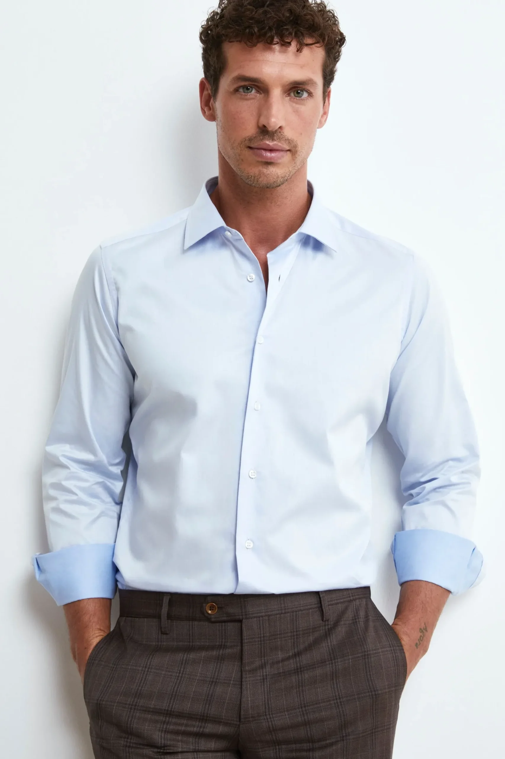 Camicia slim casual - AZZURRO