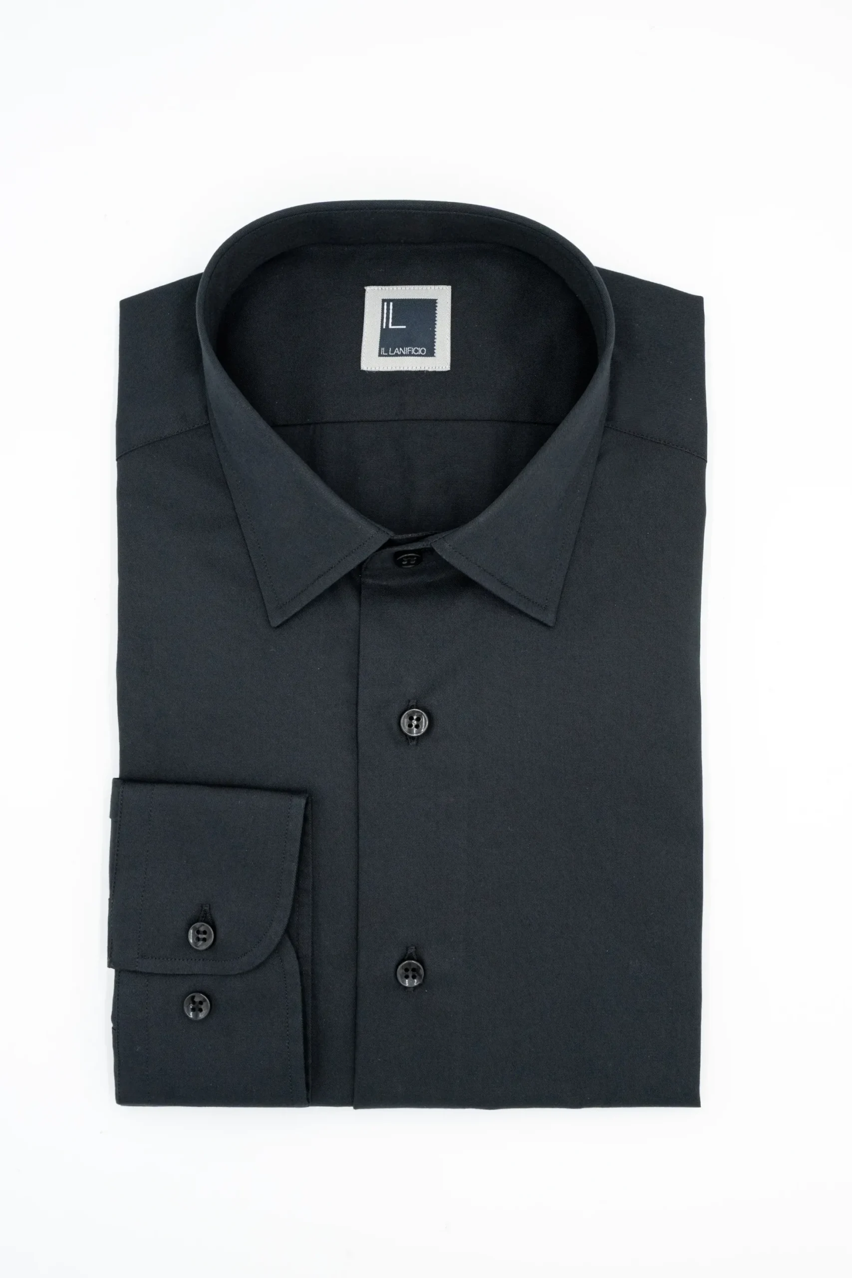 Camicia Slim Fit in Twill di Cotone - NERO