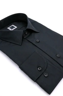 Camicia Slim Fit in Twill di Cotone - NERO
