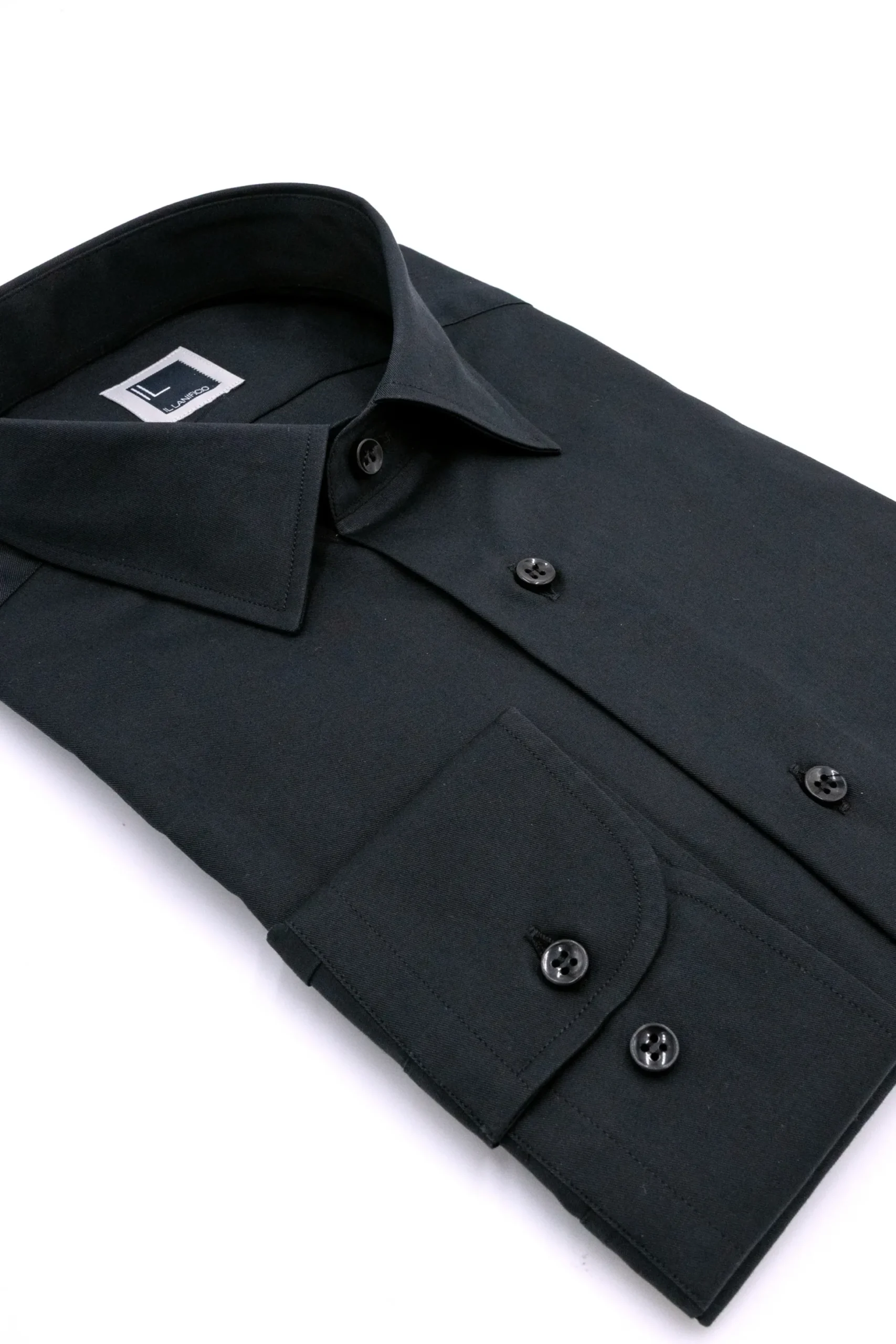 Camicia Slim Fit in Twill di Cotone - NERO