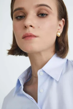 Camicia slim in cotone - AZZURRO