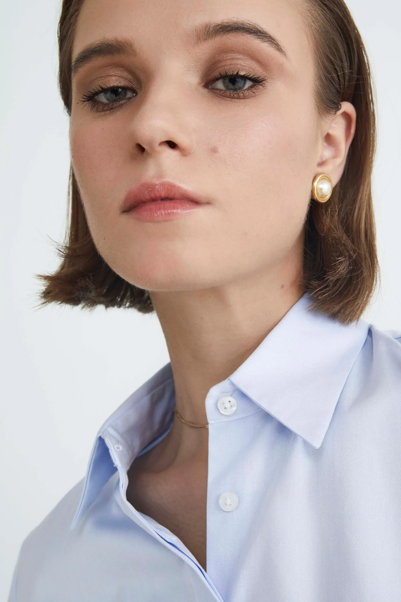 Camicia slim in cotone - AZZURRO