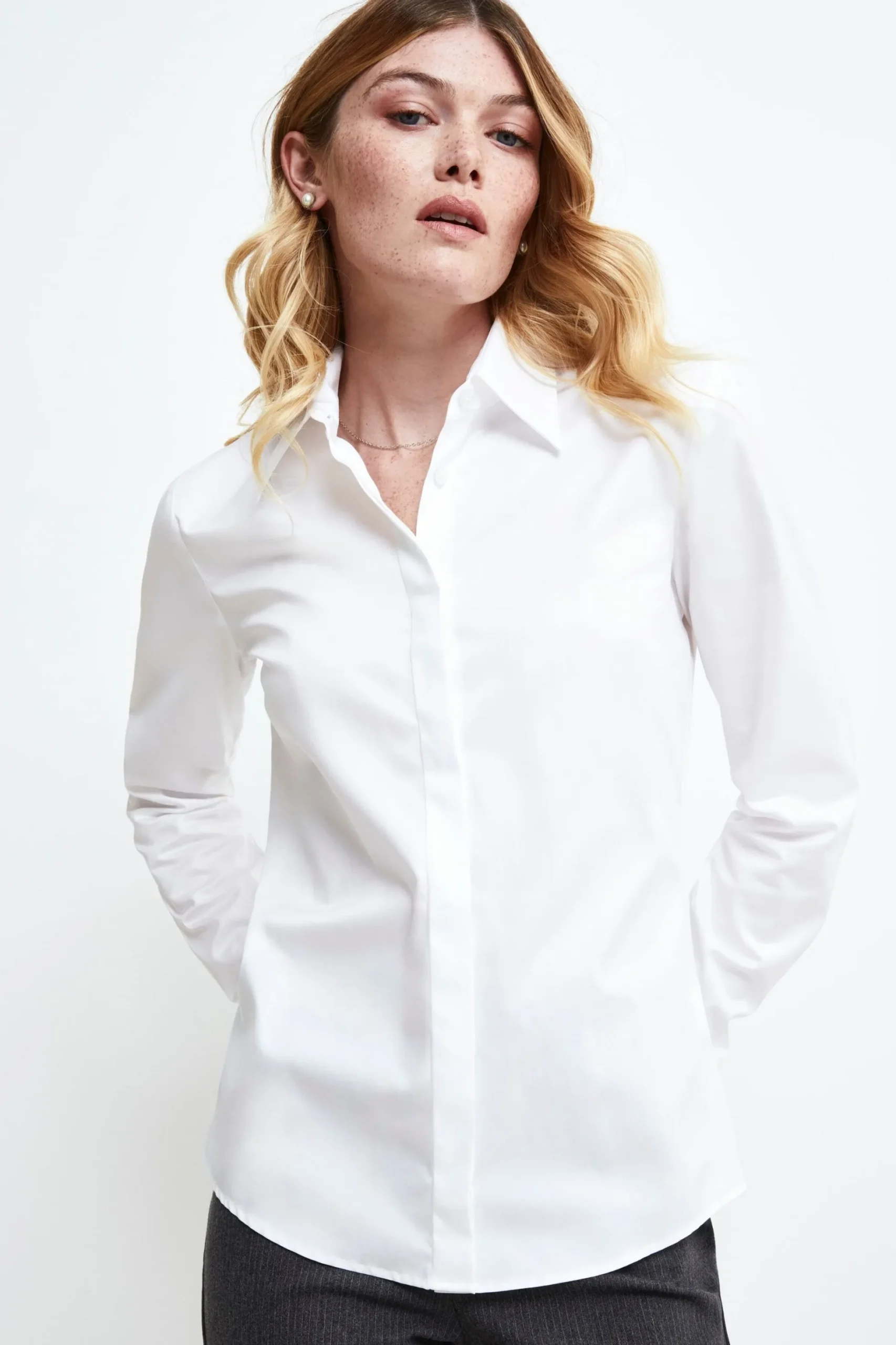 Camicia slim in cotone - BIANCO