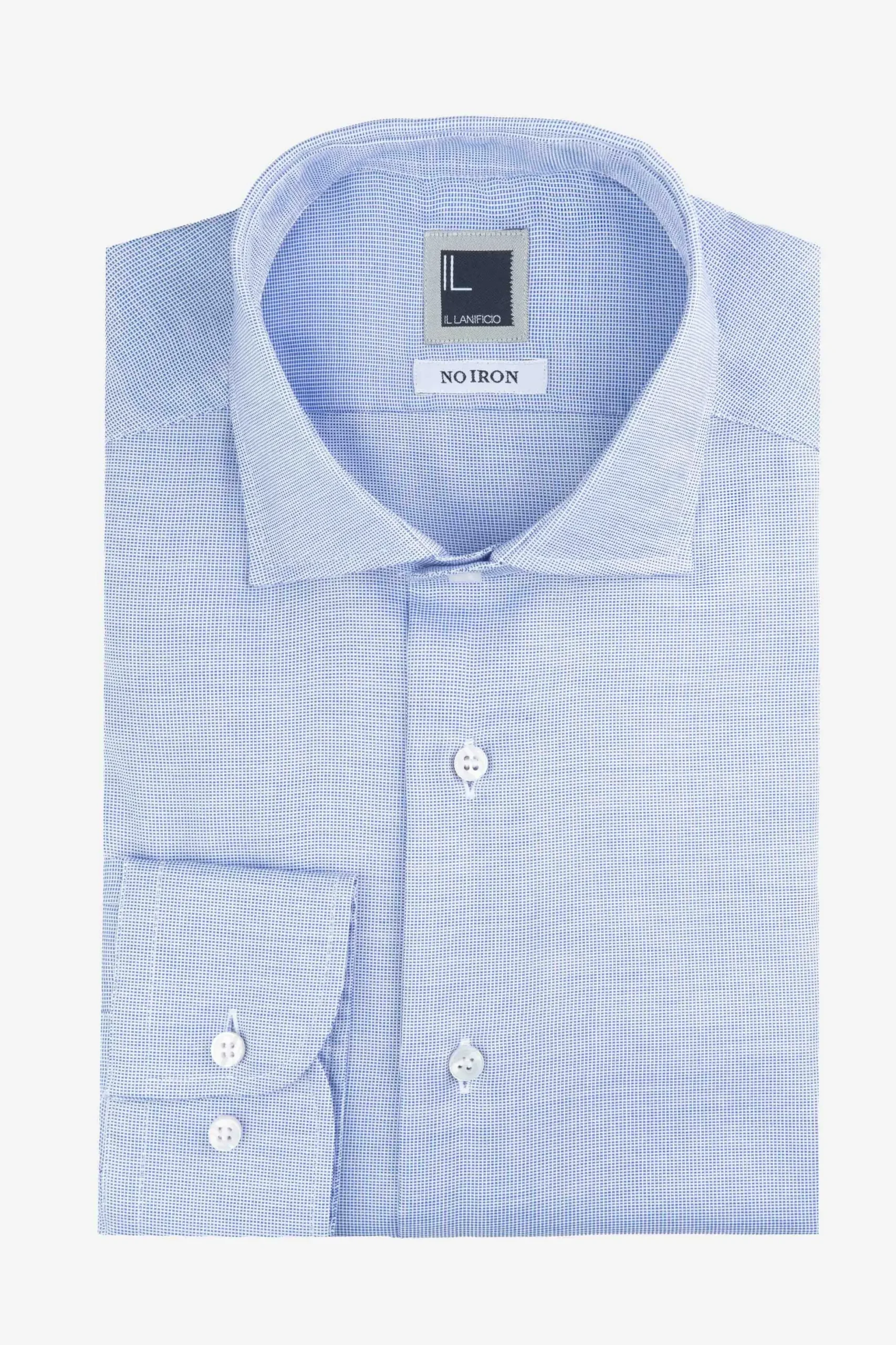 Camicia slim microfantasia non iron - FANT. BLU