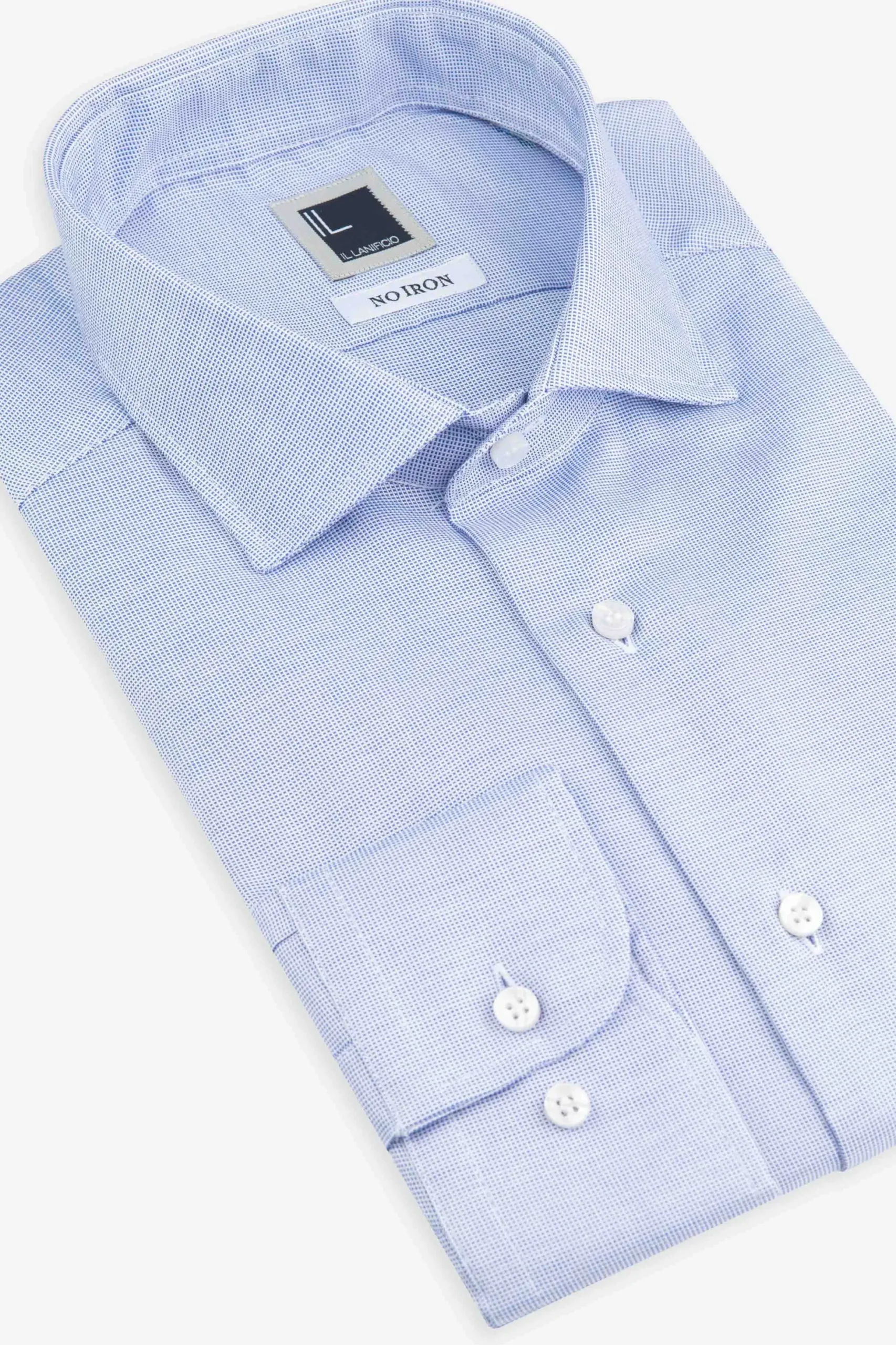 Camicia slim microfantasia non iron - FANT. BLU