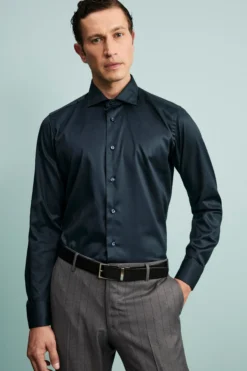 Camicia slim no stiro - BLU