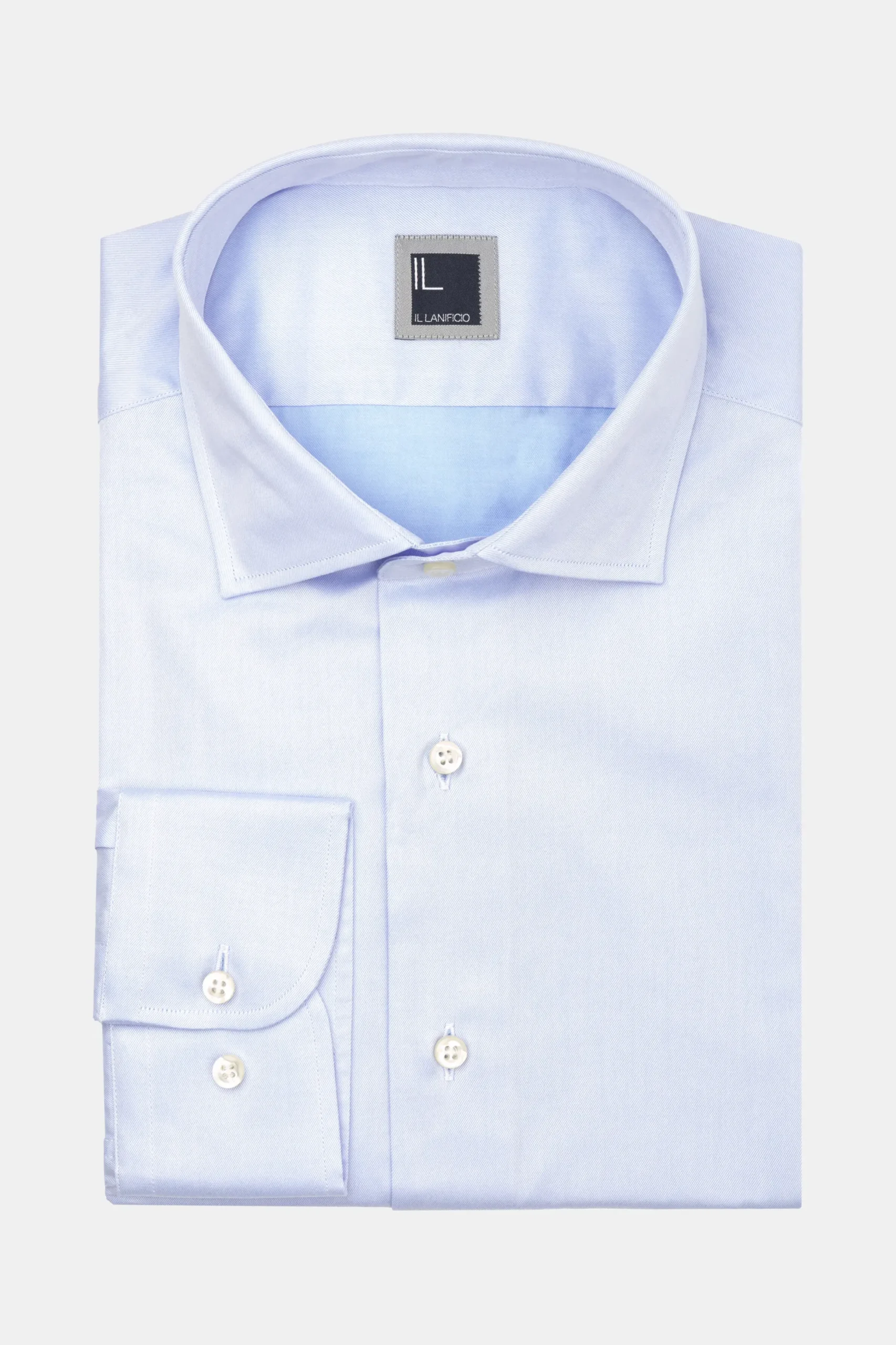 Camicia slim twill collo francese - AZZURRO