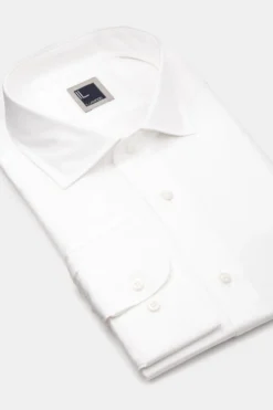 Camicia slim twill collo francese - BIANCO