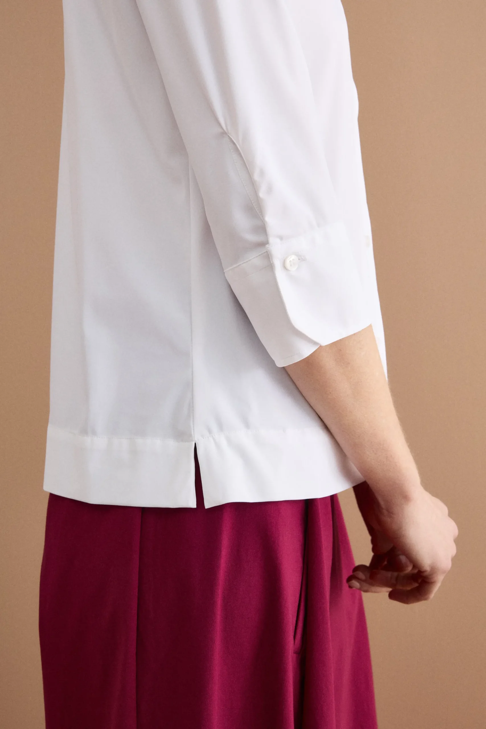 Camicia Tecnica Regular Fit con Collo Alto - BIANCO