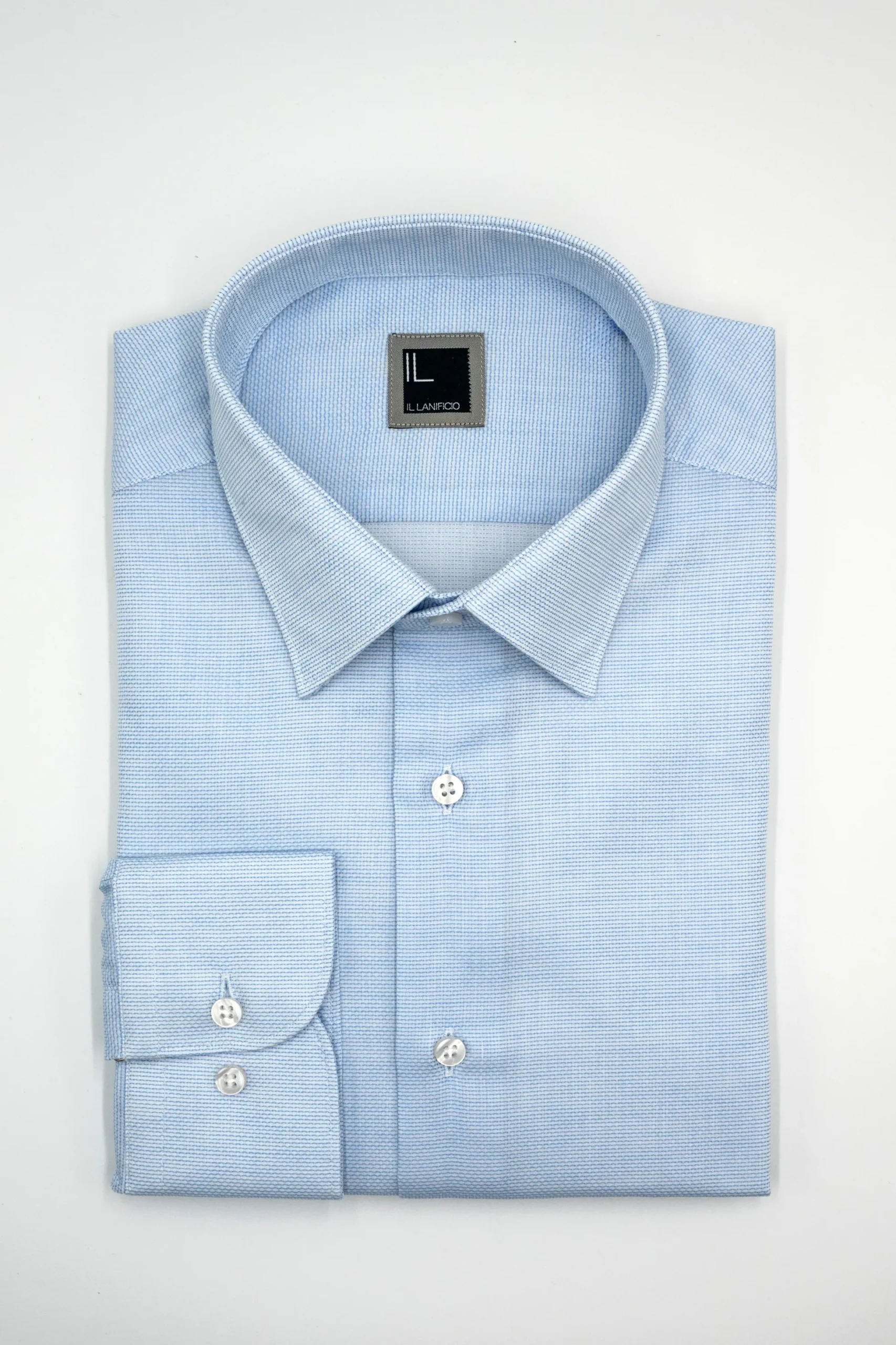 Camicia Tinta Unita Regular Fit con Collo Classico - AZZURRO