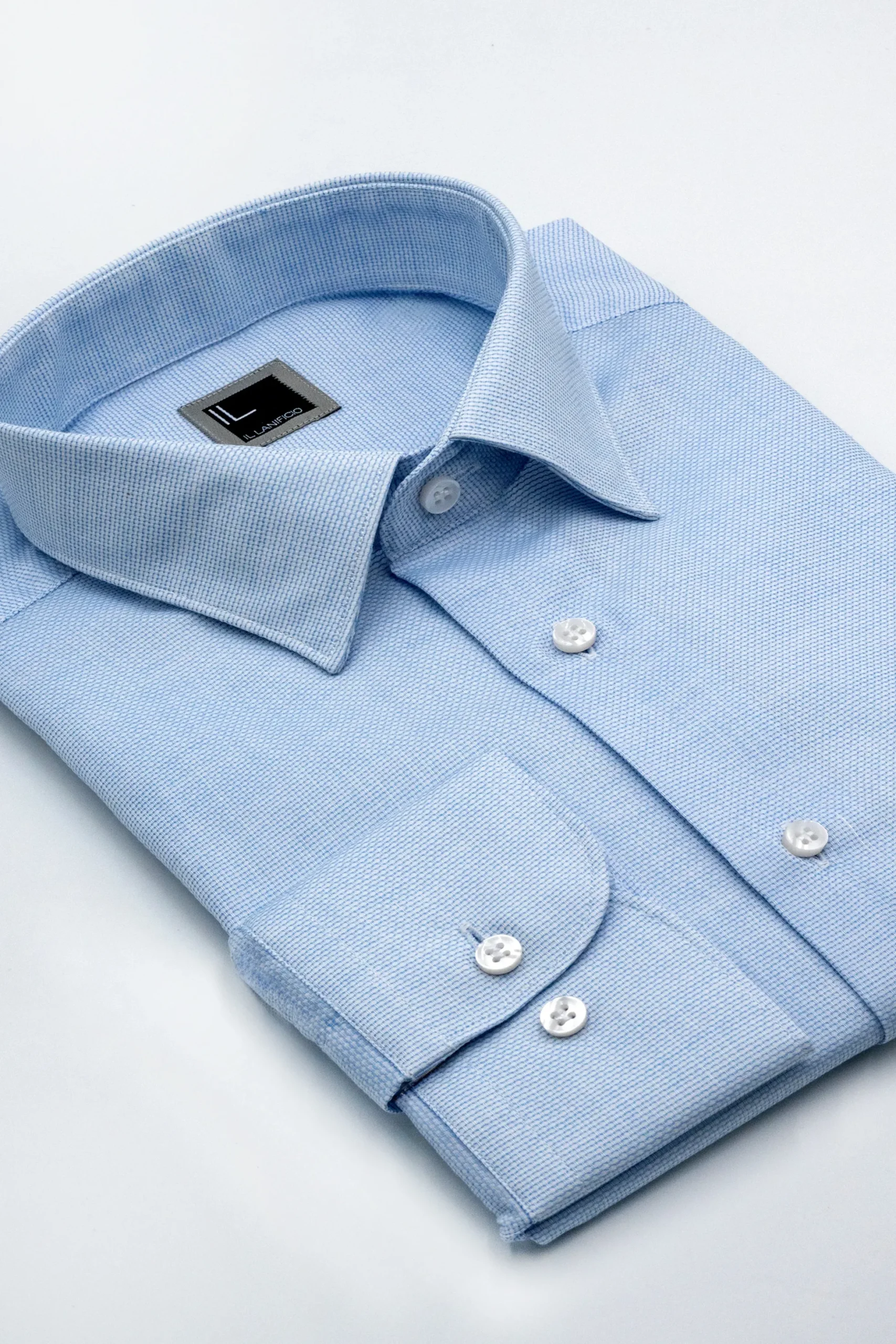 Camicia Tinta Unita Regular Fit con Collo Classico - AZZURRO