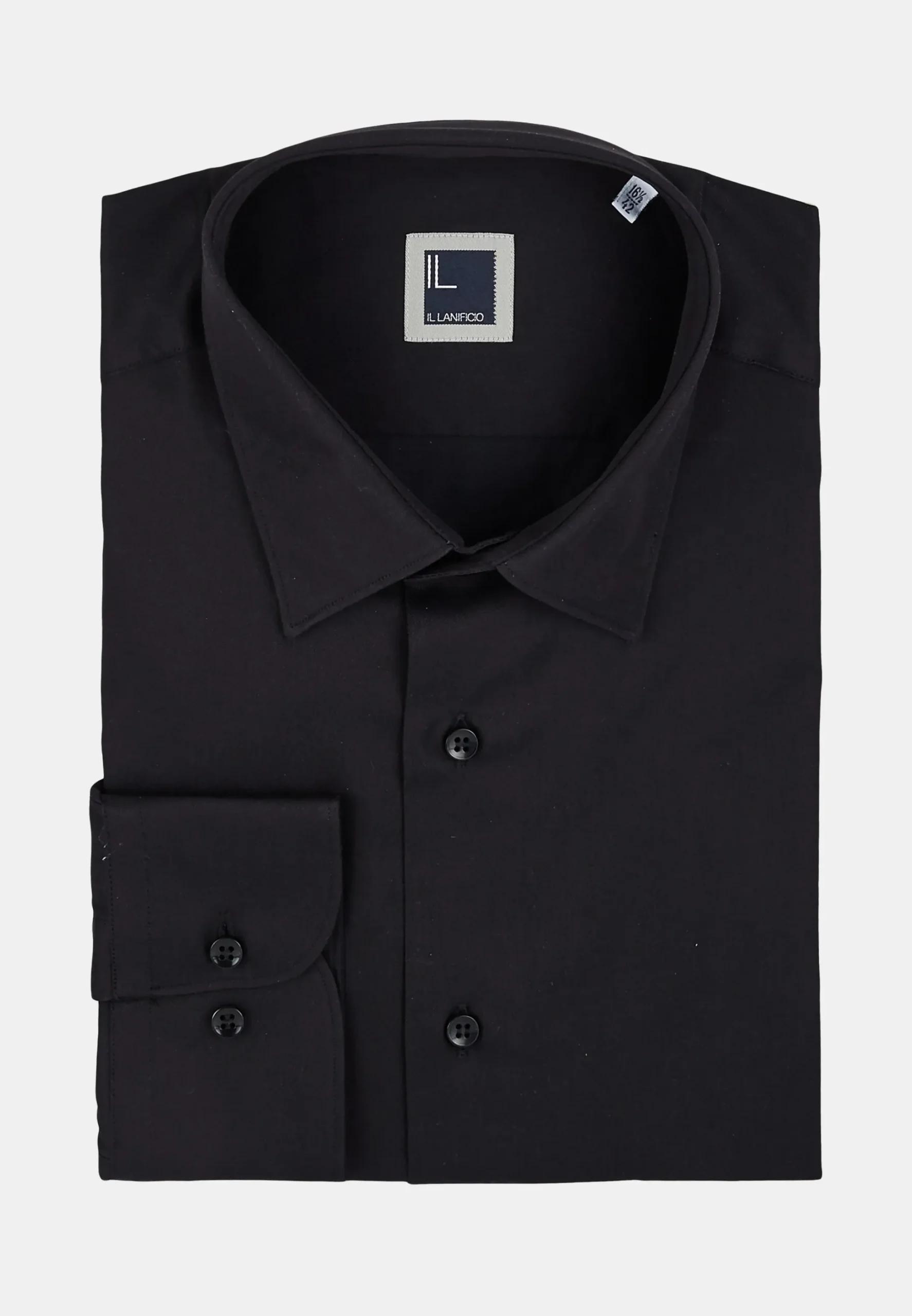 Camicia twill collo classico - NERO