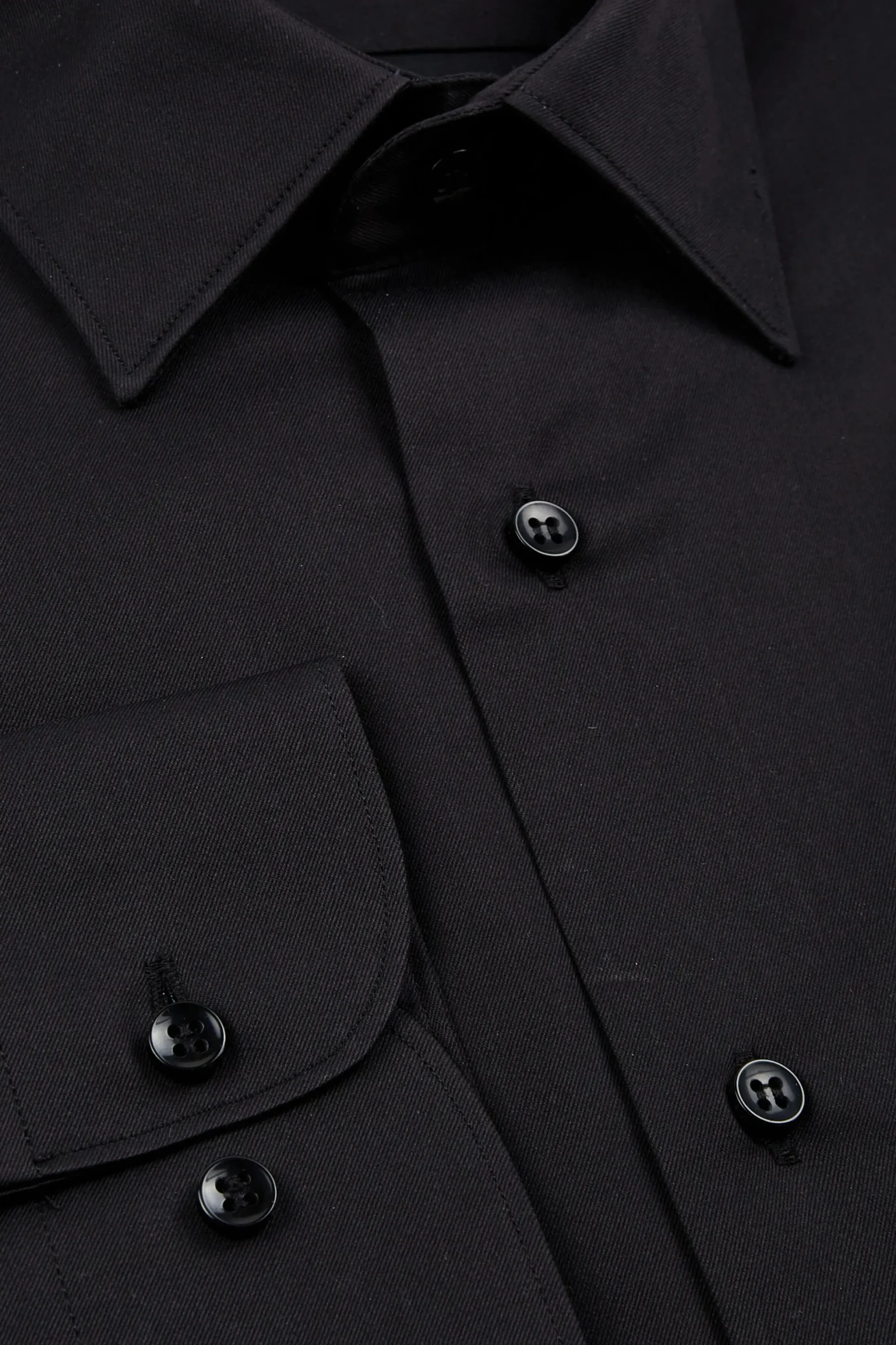Camicia twill collo classico - NERO