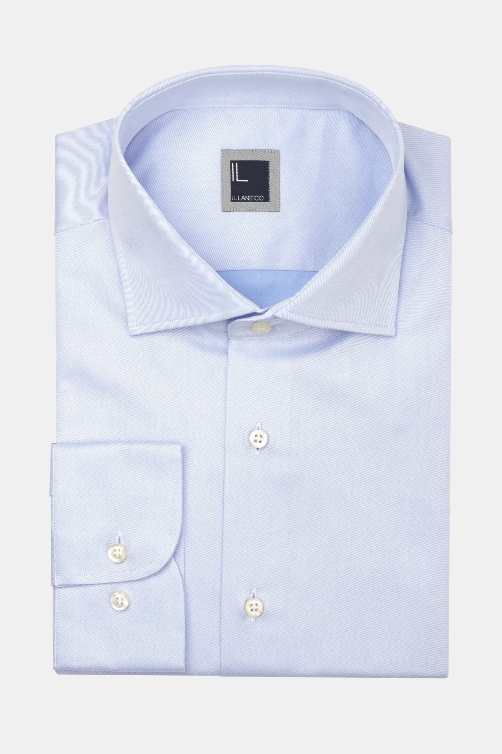 Camicia twill collo francese - AZZURRO