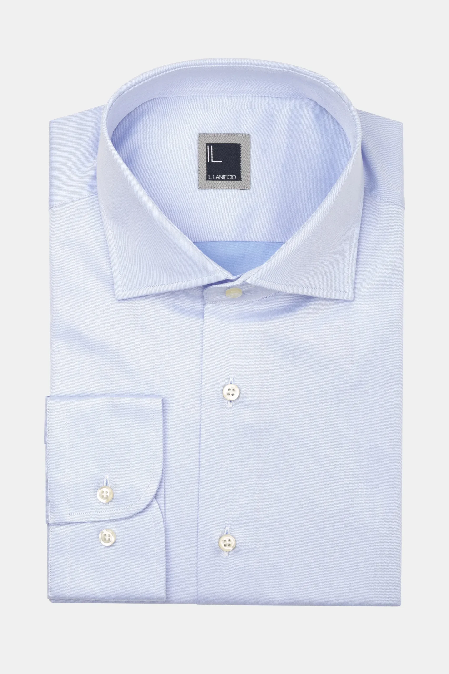 Camicia twill collo francese - AZZURRO