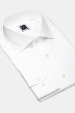 Camicia twill collo francese - BIANCO