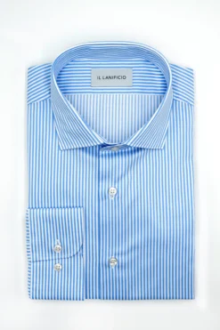 Camicia Twill Custom Fit collo Francese - AZZURRO RIGATO