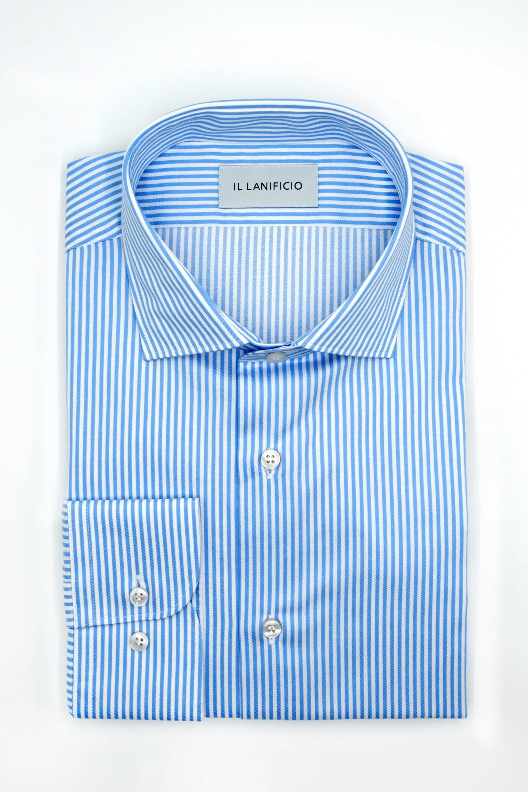 Camicia Twill Custom Fit collo Francese - AZZURRO RIGATO