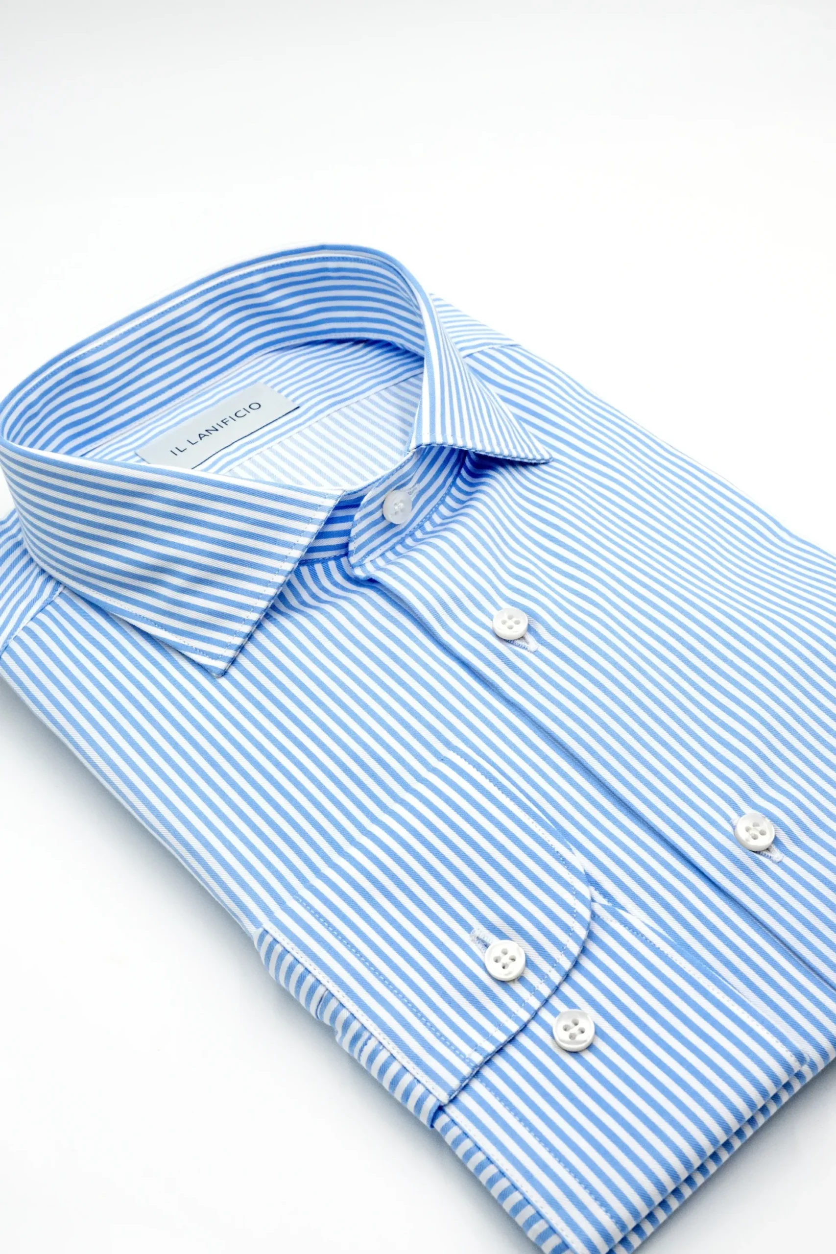 Camicia Twill Custom Fit collo Francese - AZZURRO RIGATO