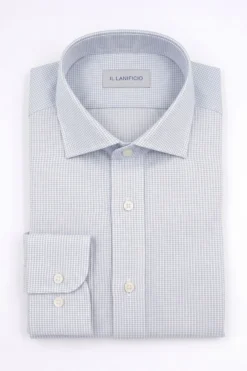 Camicia Uomo Regular Fit in Cotone - BLU MICROEFFETTO