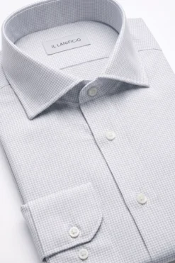 Camicia Uomo Regular Fit in Cotone - BLU MICROEFFETTO