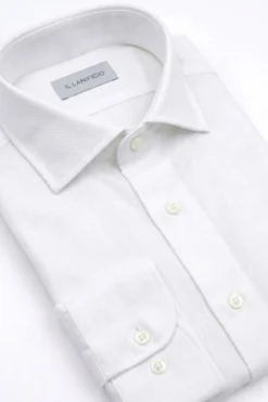 Camicia Uomo Slim in Cotone Doppio Ritorto - BIANCO OPERATO