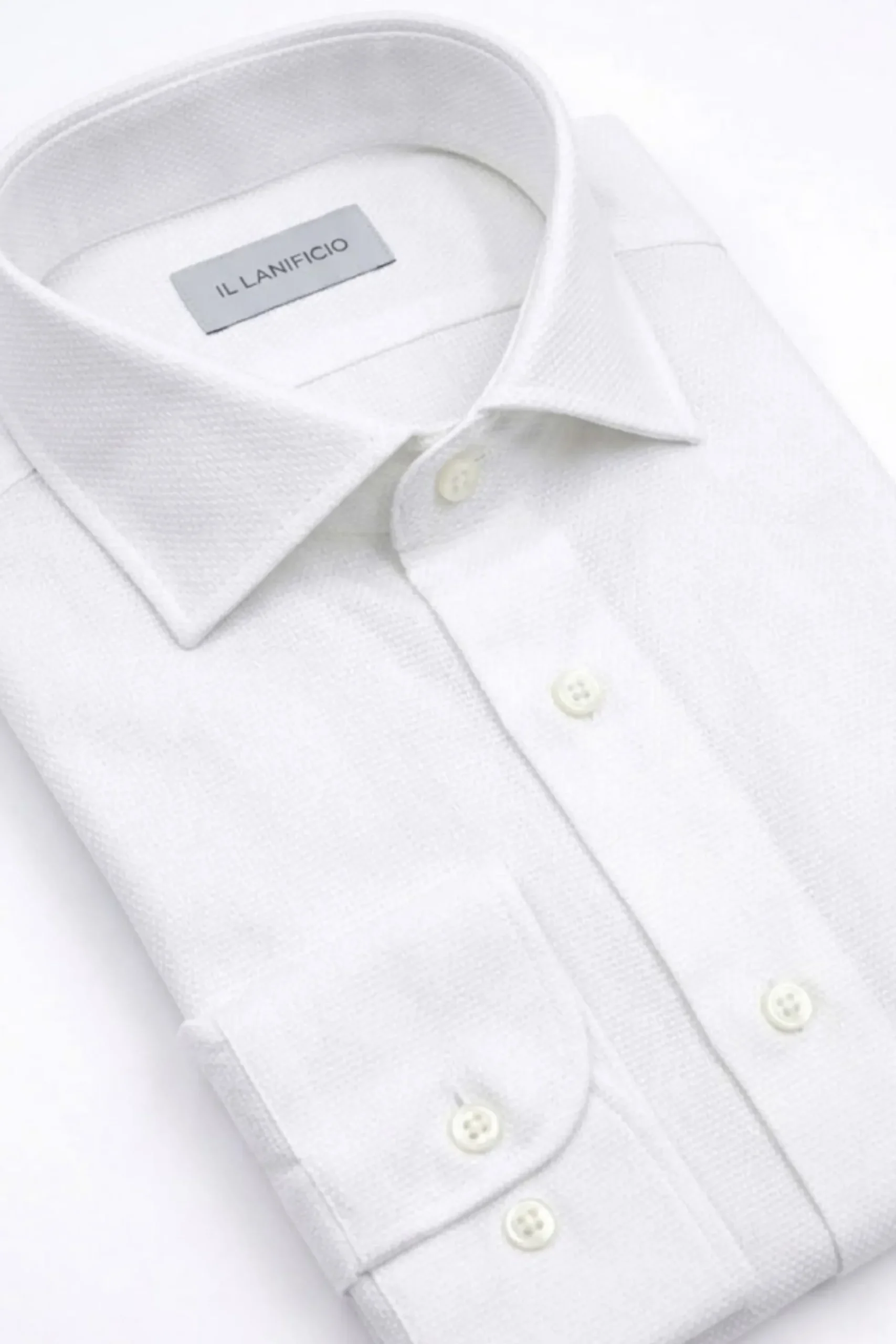 Camicia Uomo Slim in Cotone Doppio Ritorto - BIANCO OPERATO