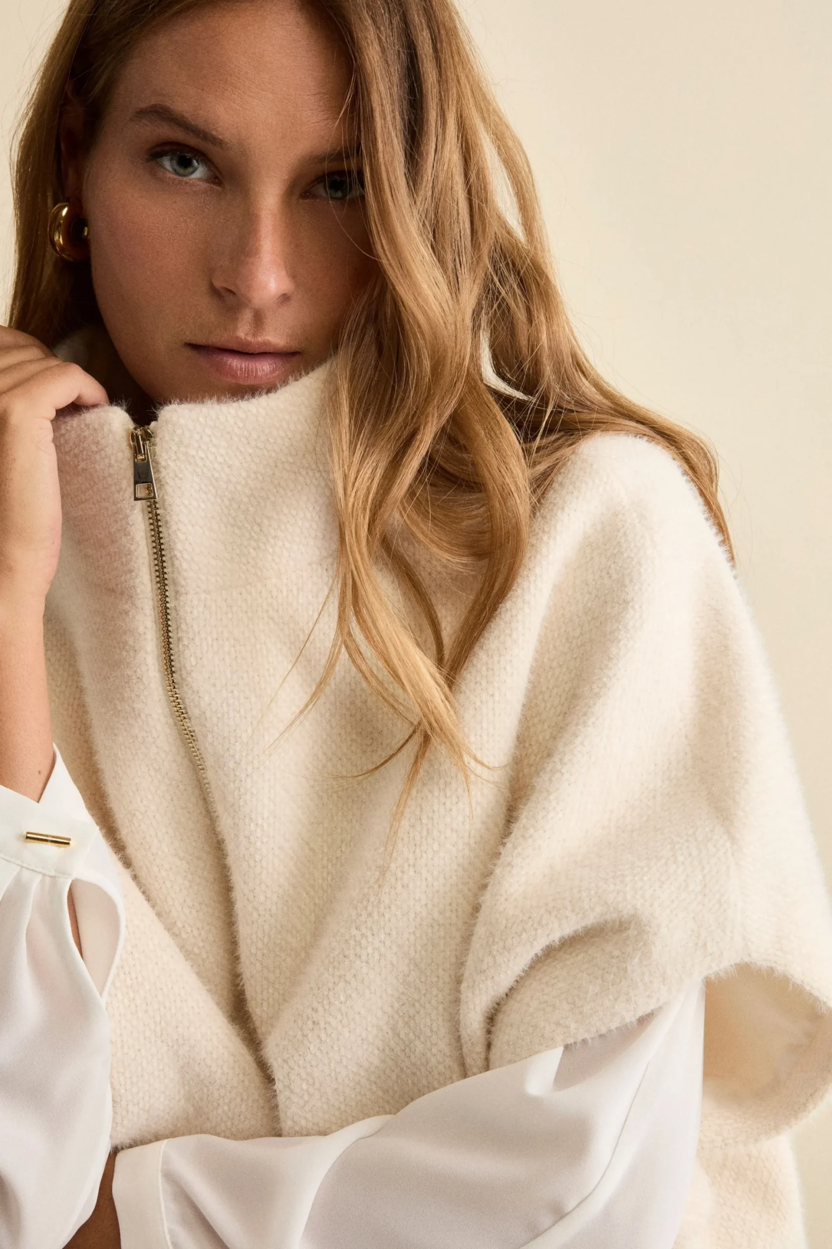 Cappa Foderata con Zip - PANNA