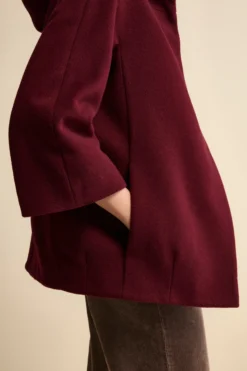 Cappa in Lana e Cashmere Foderata con Cappuccio - BORDEAUX
