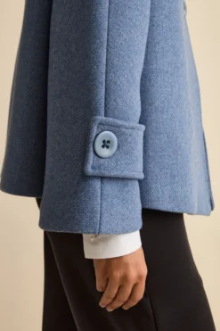 Cappotto Corto in Misto Lana con Maniche a Campana - POLVERE