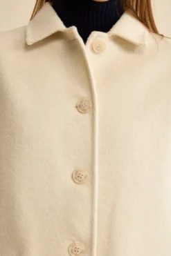 Cappotto Corto Sfoderato in Misto Lana - PANNA