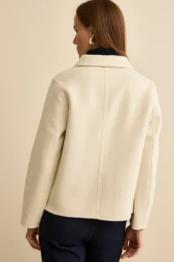 Cappotto Corto Sfoderato in Misto Lana - PANNA