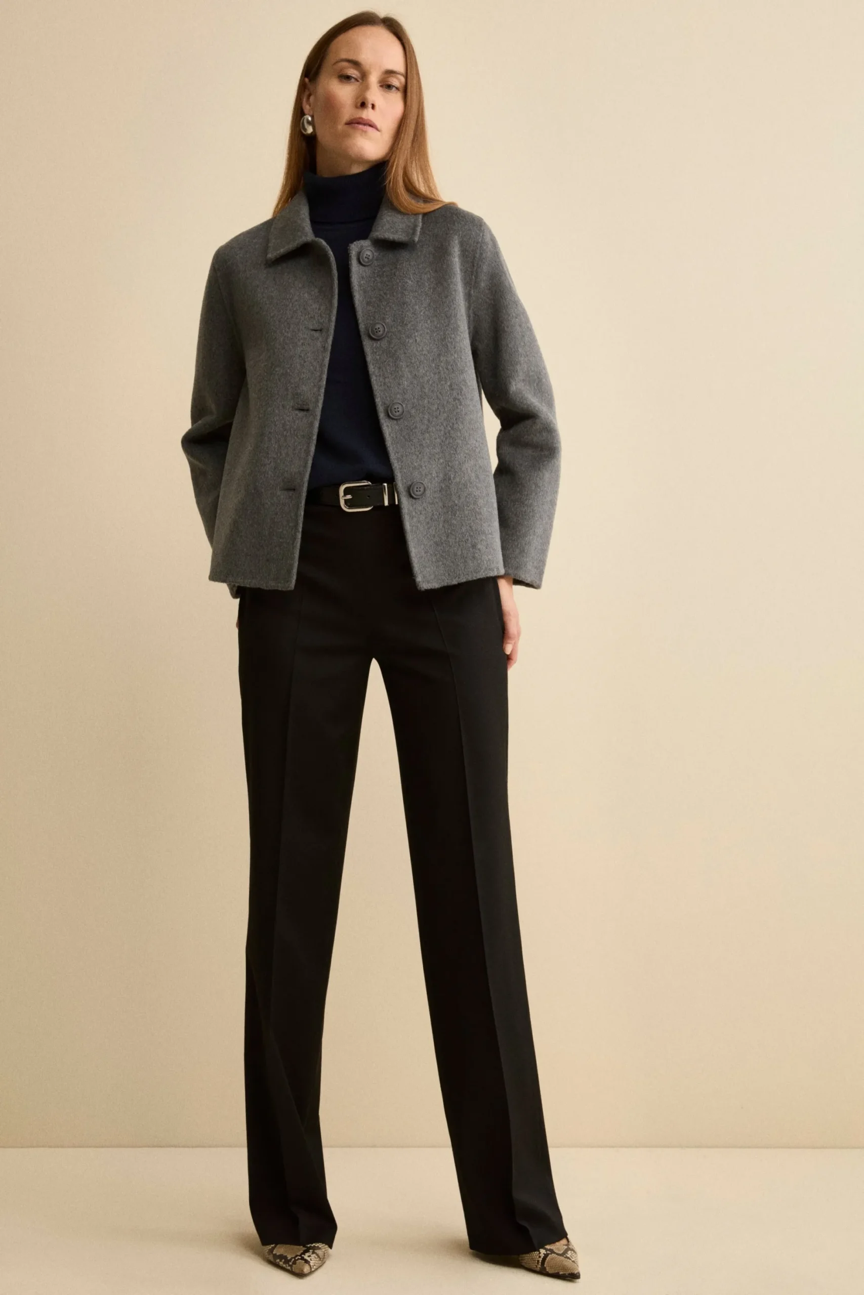 Cappotto Corto Sfoderato in Misto Lana - GRIGIO