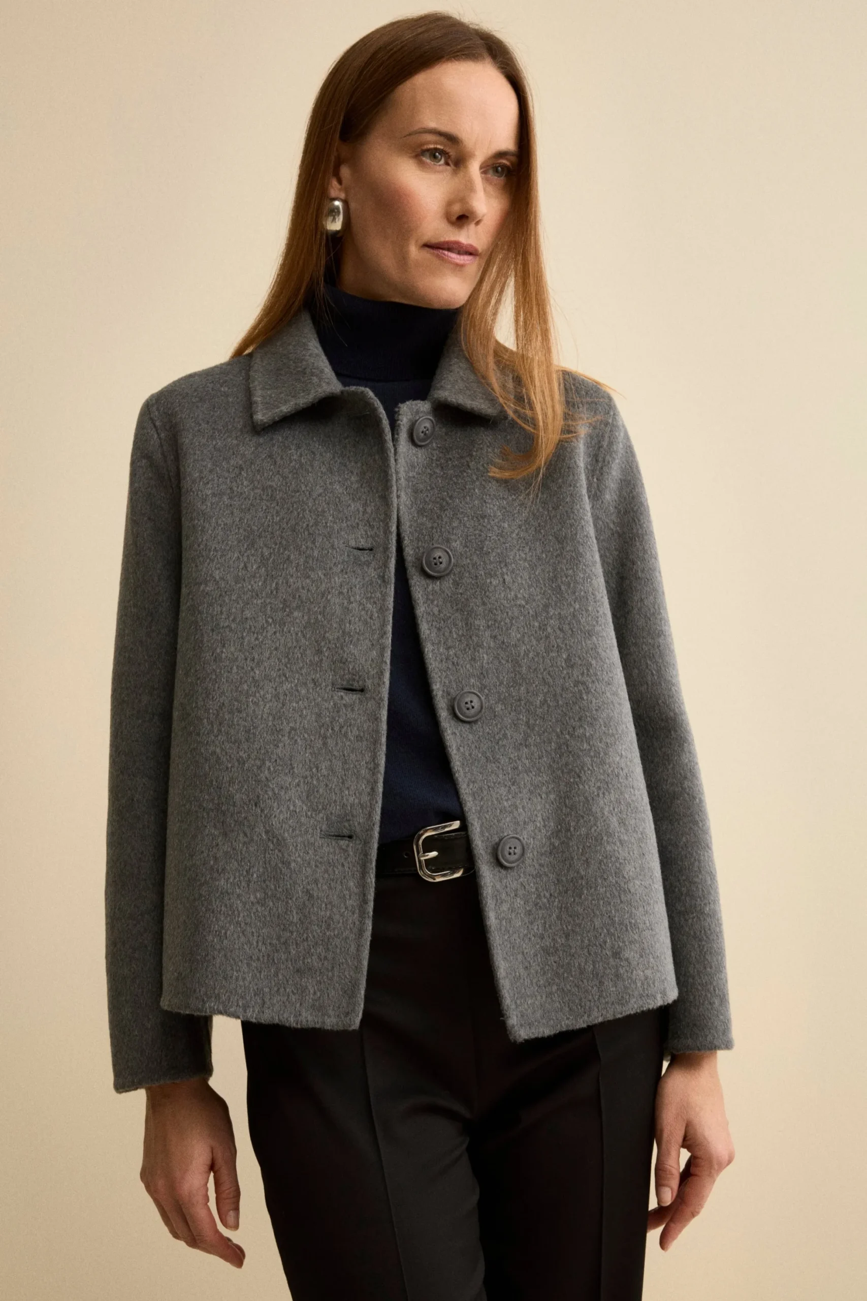 Cappotto Corto Sfoderato in Misto Lana - GRIGIO