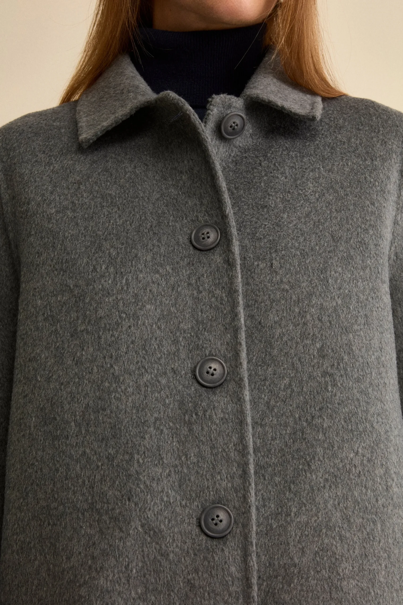 Cappotto Corto Sfoderato in Misto Lana - GRIGIO