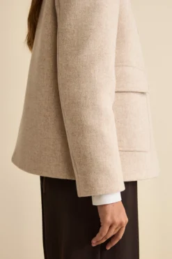 Cappotto Corto Svasato in Misto Lana Vergine - BEIGE