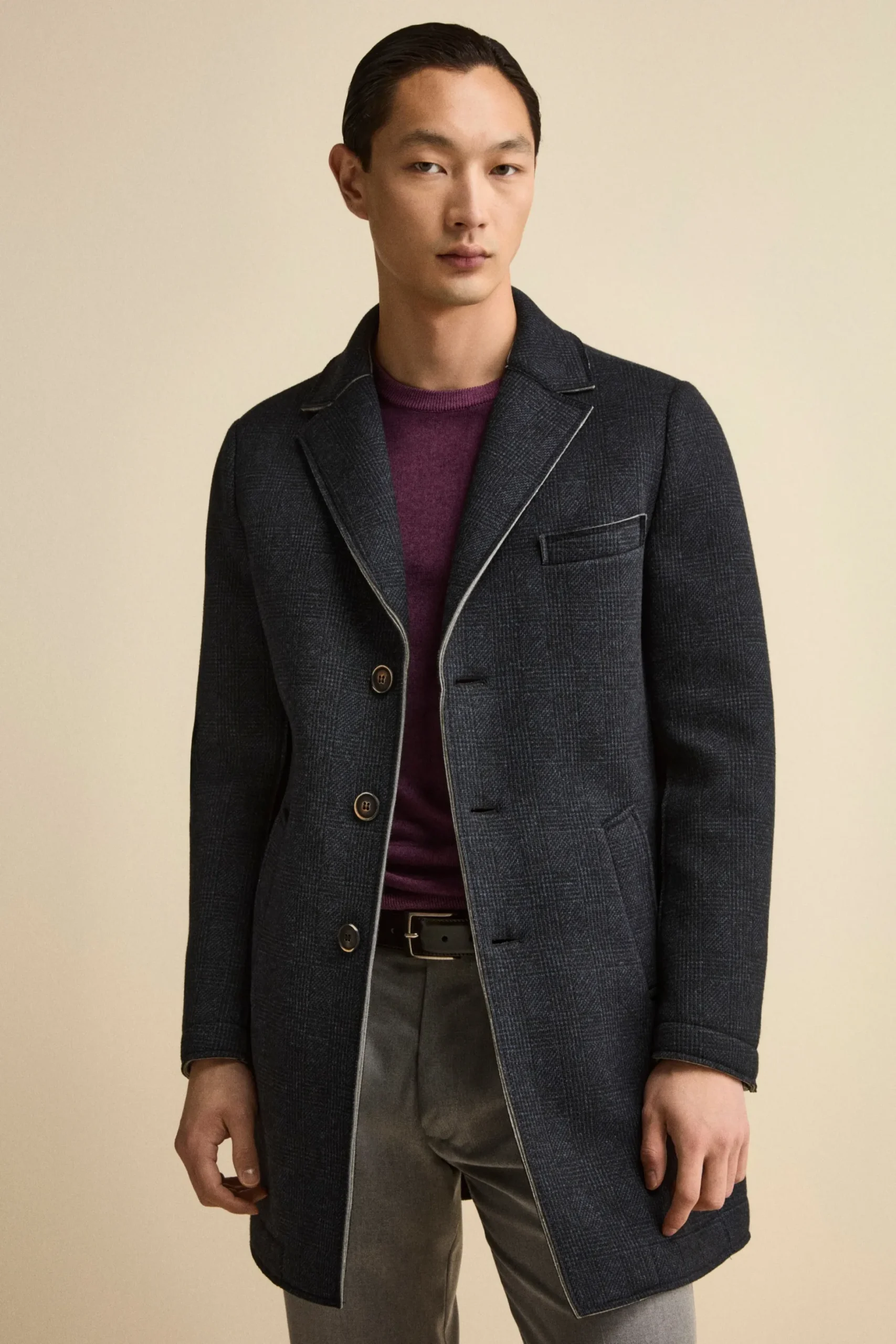Cappotto Fantasia Midi a Taglio Vivo - P/POULE BLU