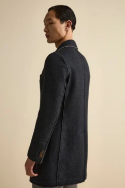 Cappotto Fantasia Midi a Taglio Vivo - P/POULE BLU