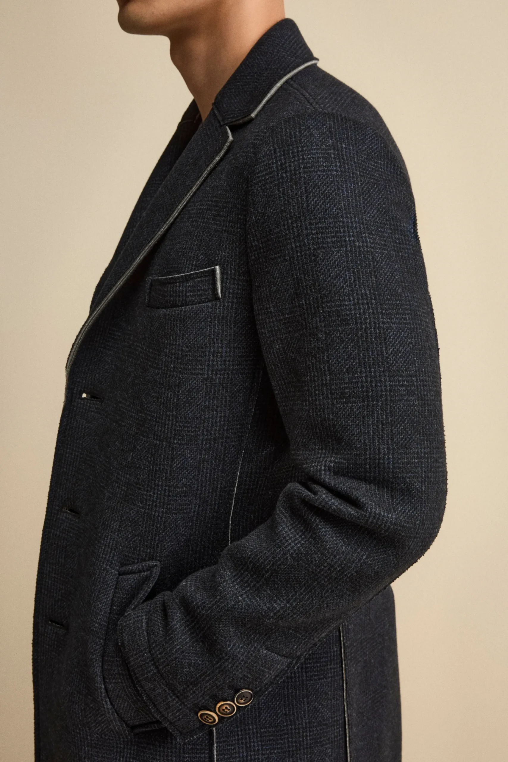 Cappotto Fantasia Midi a Taglio Vivo - P/POULE BLU