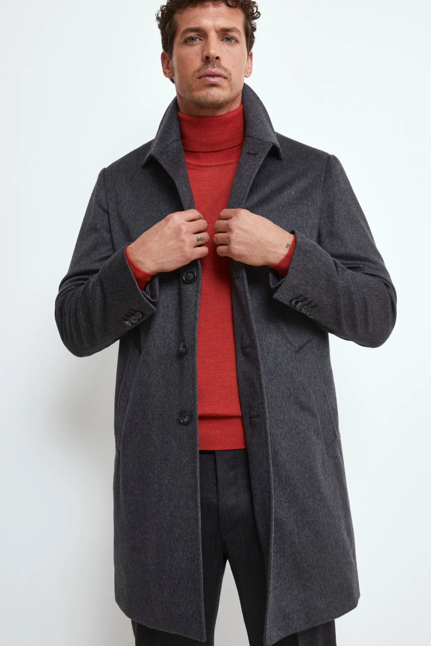 Cappotto Foderato in Cashmere - GRIGIO