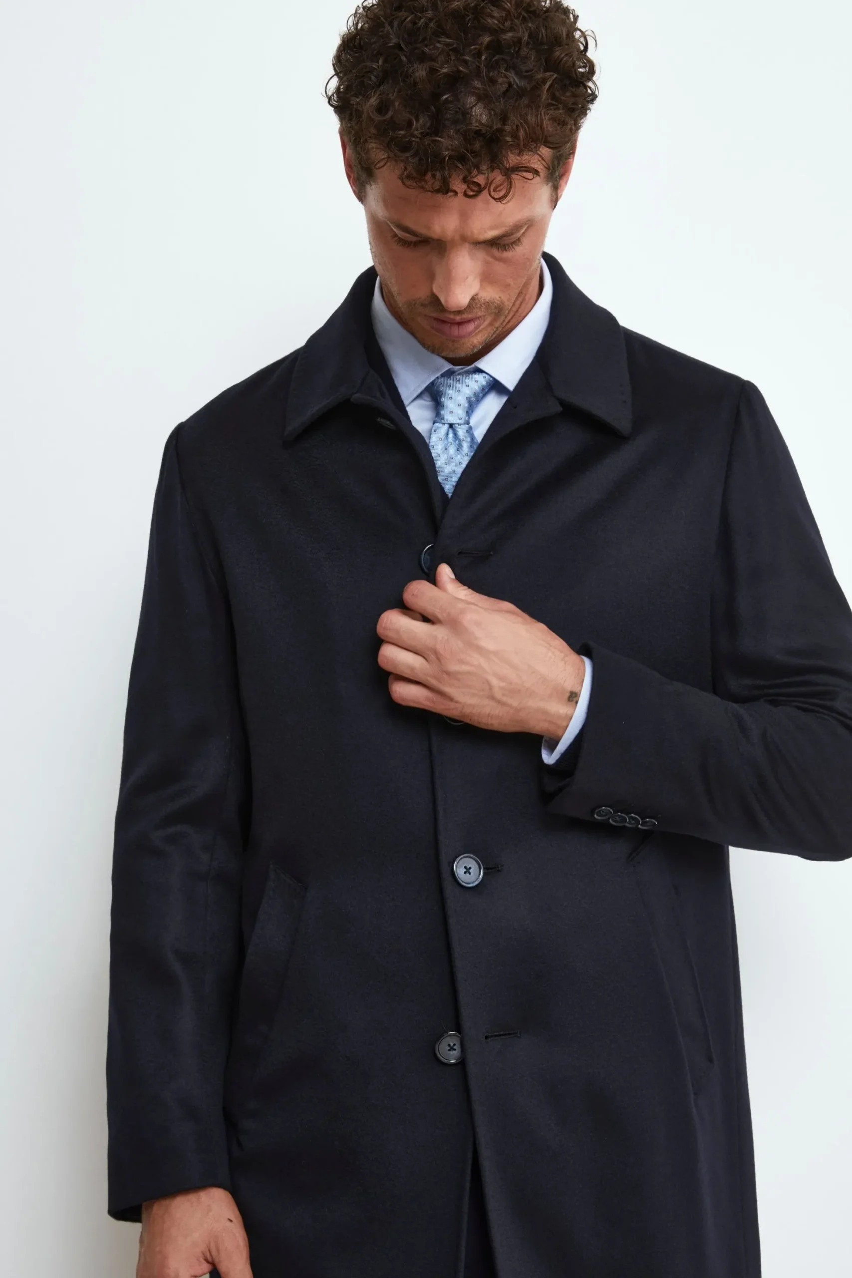 Cappotto Foderato in Cashmere - BLU