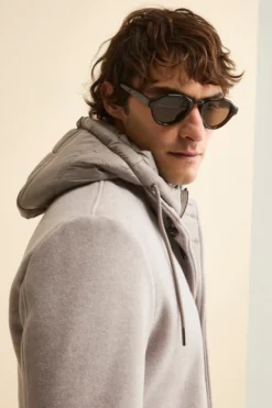 Cappotto in Misto Lana con Cappuccio Removibile - GRIGIO CHIARO