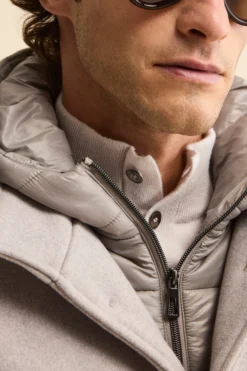 Cappotto in Misto Lana con Cappuccio Removibile - GRIGIO CHIARO