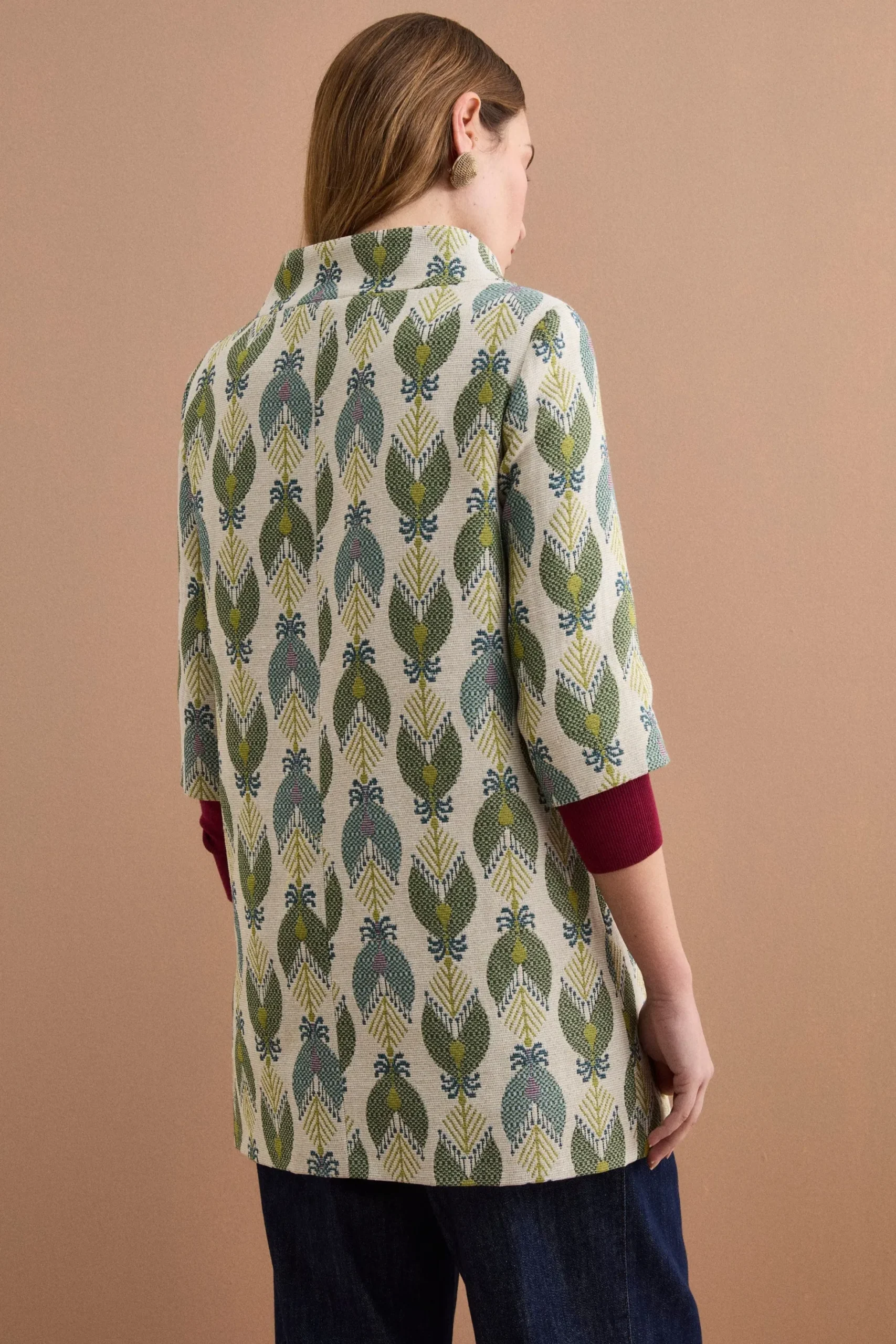 Cappotto Leggero Foderato in Fantasia Jacquard - FANT. VERDE