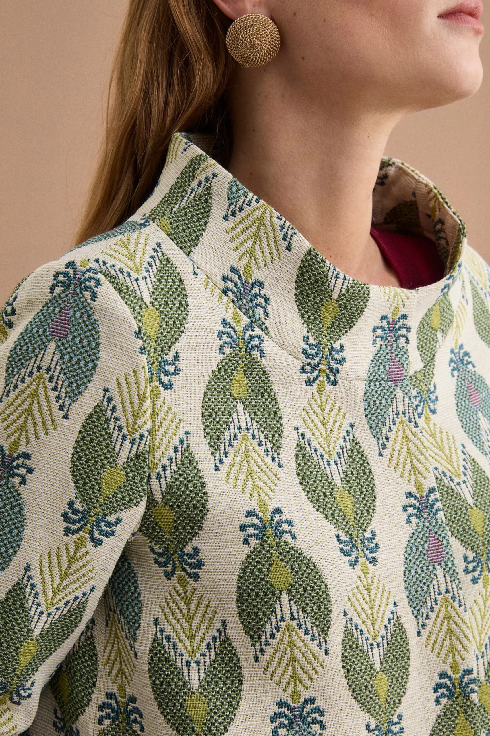 Cappotto Leggero Foderato in Fantasia Jacquard - FANT. VERDE