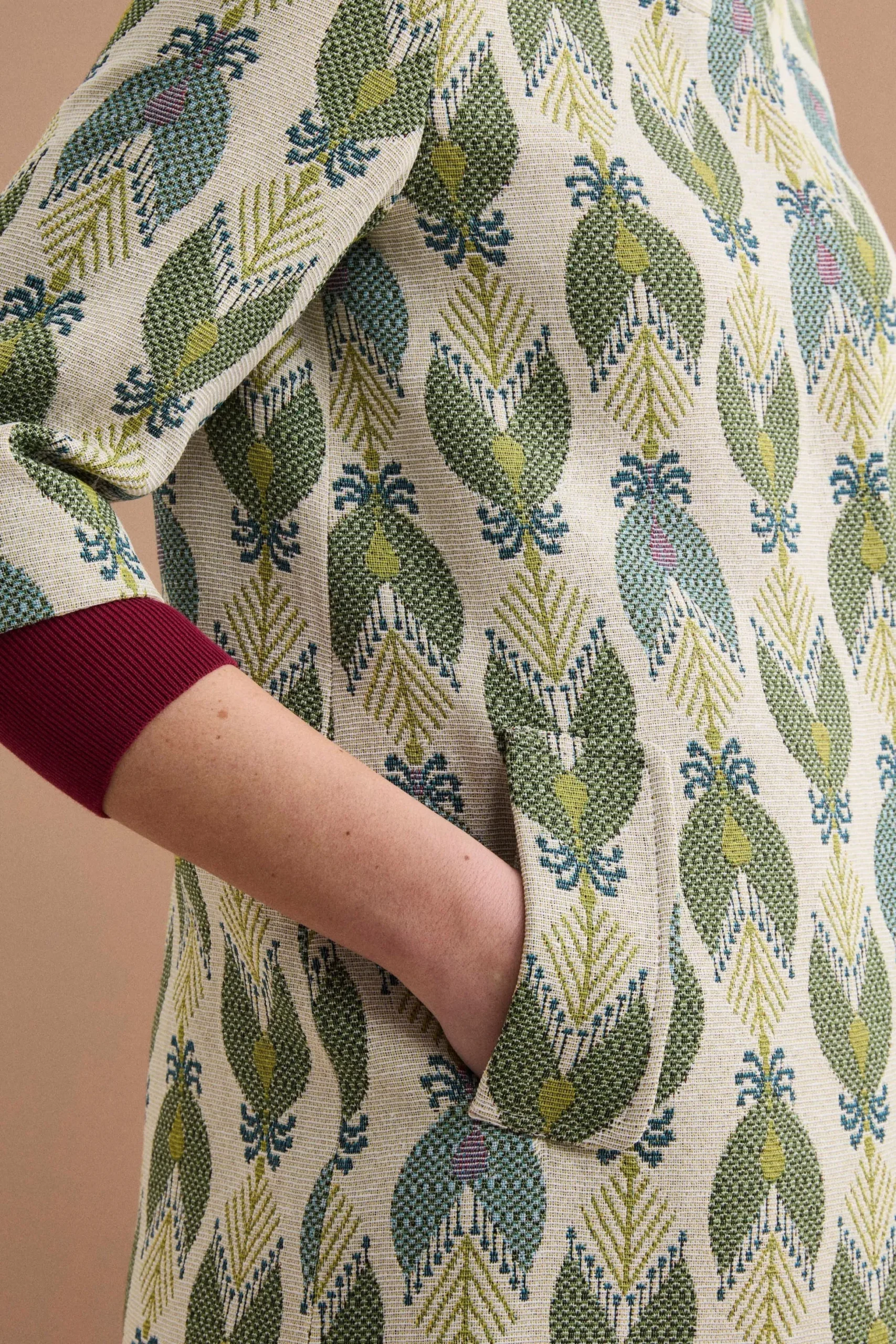 Cappotto Leggero Foderato in Fantasia Jacquard - FANT. VERDE