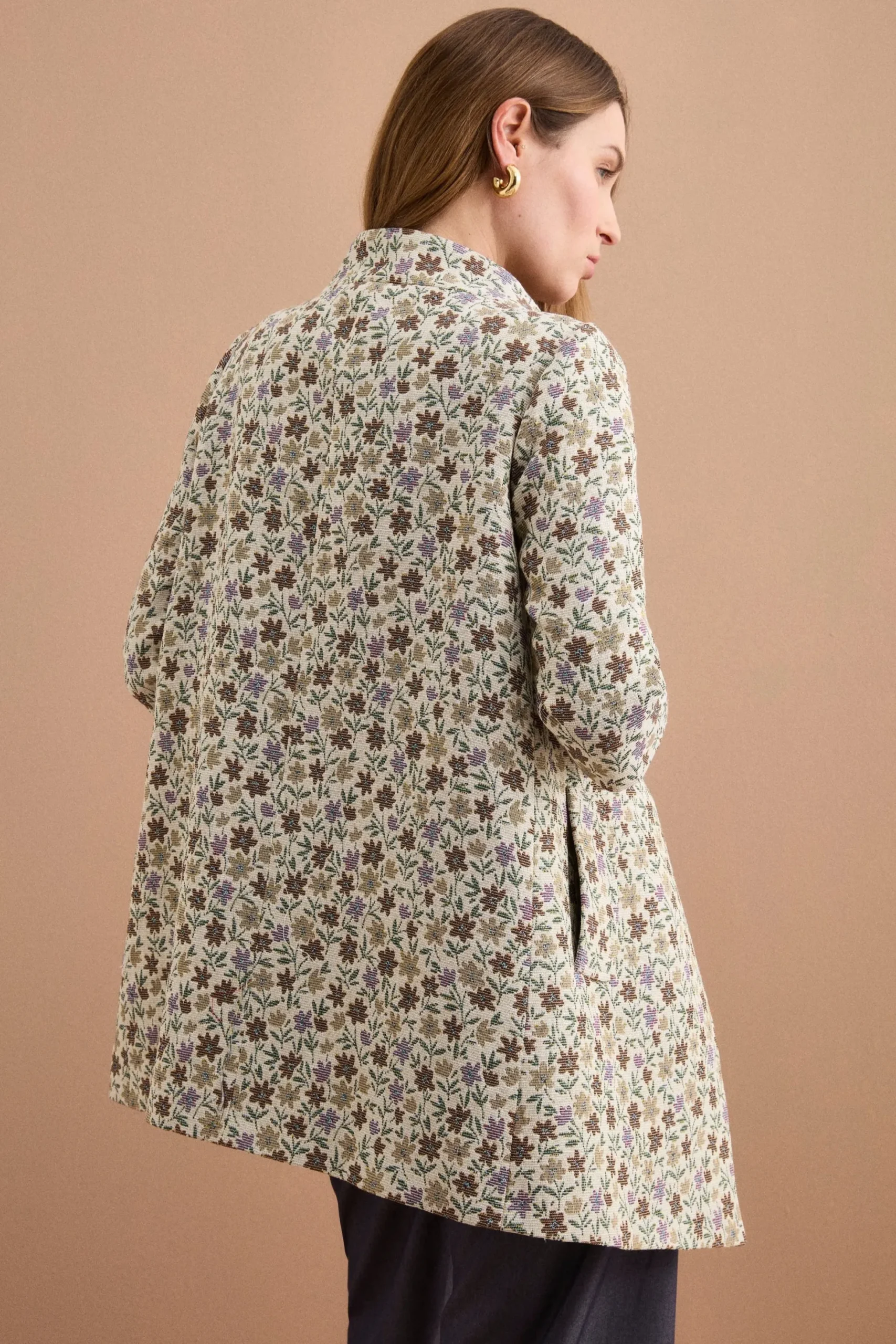 Cappotto Leggero Foderato in Fantasia Jacquard - FANT. MORO