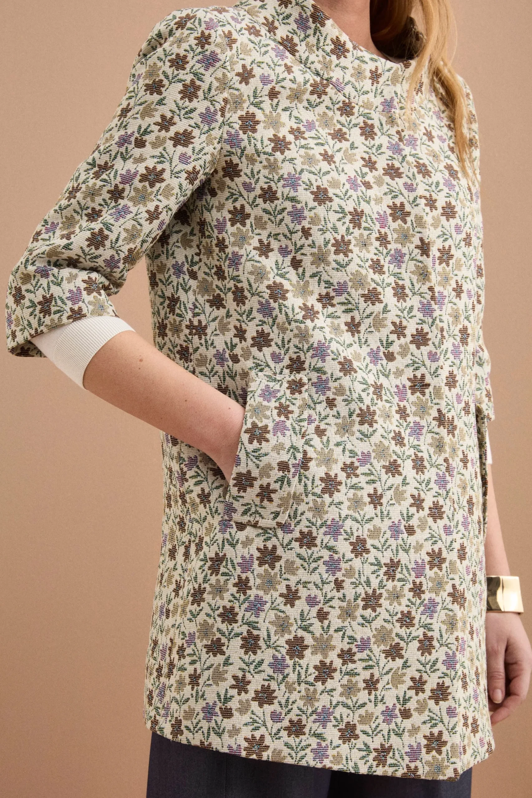 Cappotto Leggero Foderato in Fantasia Jacquard - FANT. MORO